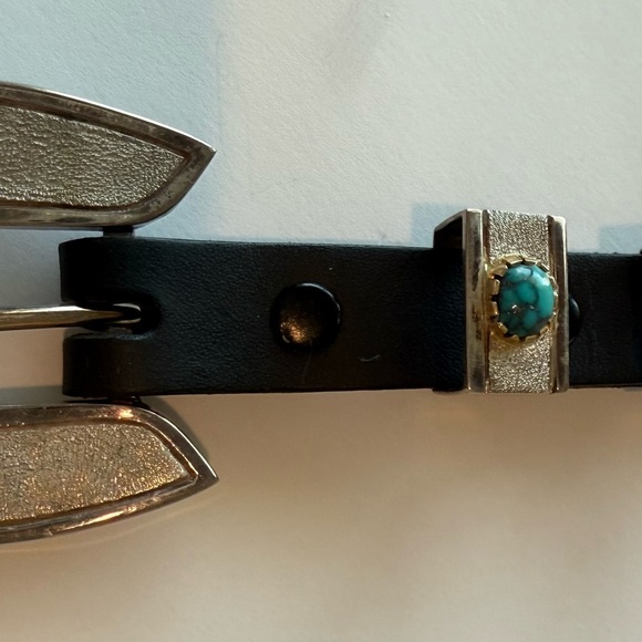 Tony Sanchez Sterling & 14K Gold Turquoise 3-Piece Belt Buckle Set – Vintage - Picture 5 of 10